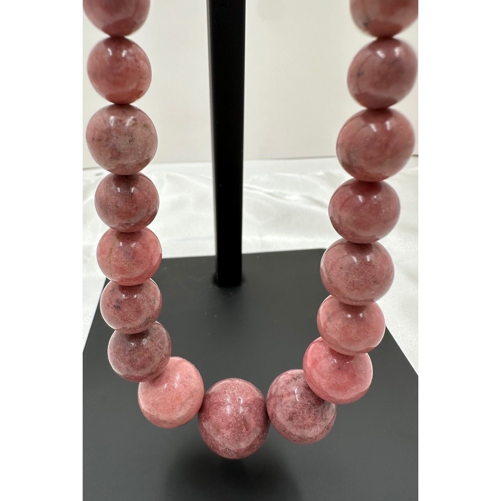 32" Jay King Mine Find Rhodonite Bead Necklace Sterling Silver 925 Graduated see